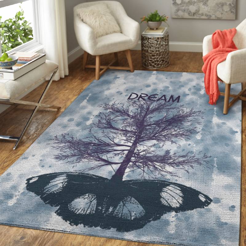 Tree growing from butterfly with the word dream inspira …  – Animals Area Rug Carpet