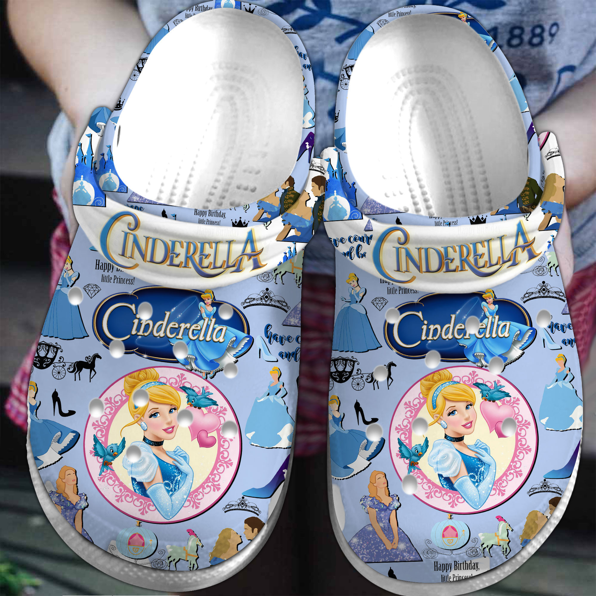 Cinderella Cartoon Movie Crocs Crocband Clogs Shoes Comfortable For Men Women and Kids