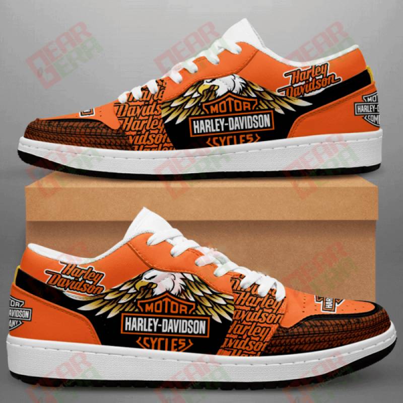 Harley Davidson Sneakers Mens Womens Footwear Motorcycle Riding Lovers Custom Print Air Jordan Low Top Shoes GE239