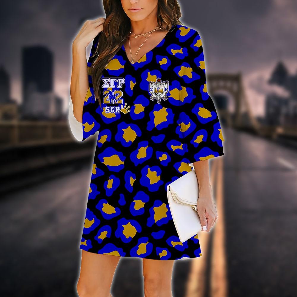 Sigma Gamma Rho 3D Printed V-neck Dress 10