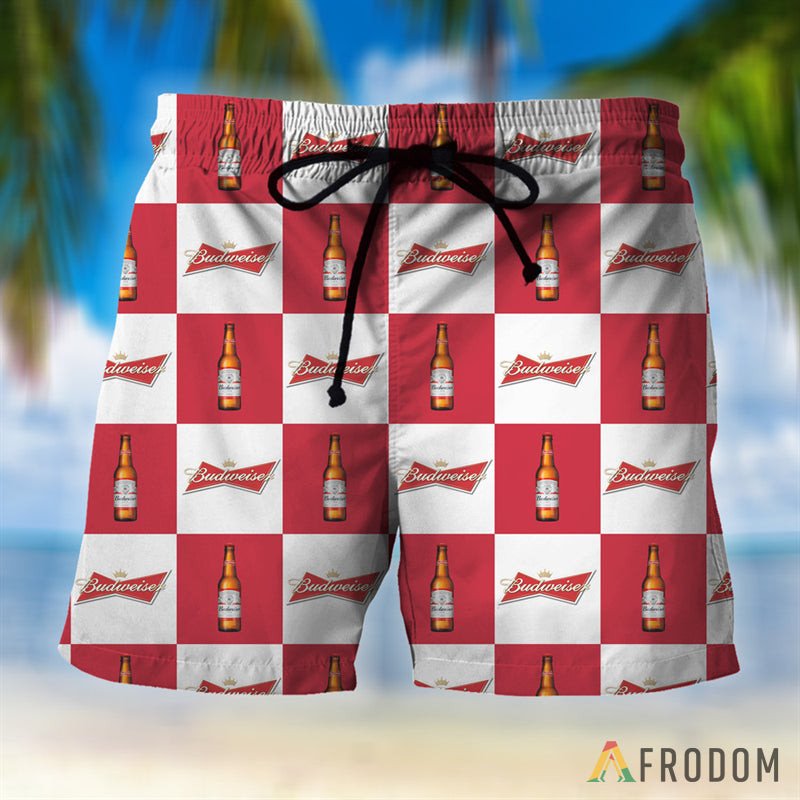 Checkerboard Budweiser Hawaii Shorts Beach For Men Ha35570