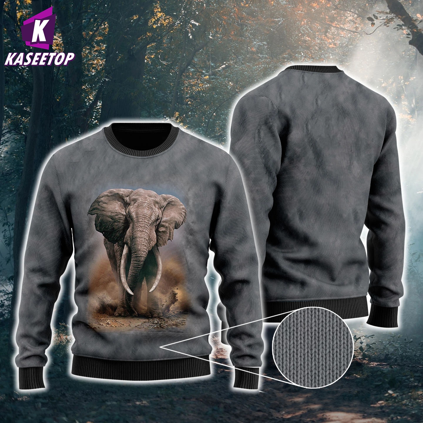 Men Women New Year Knitting Ugly Sweater Jumper Tops 3D Elephant Lover Gray Lover Printe Long Sleeve Christmas Casual Sweatshirt alx