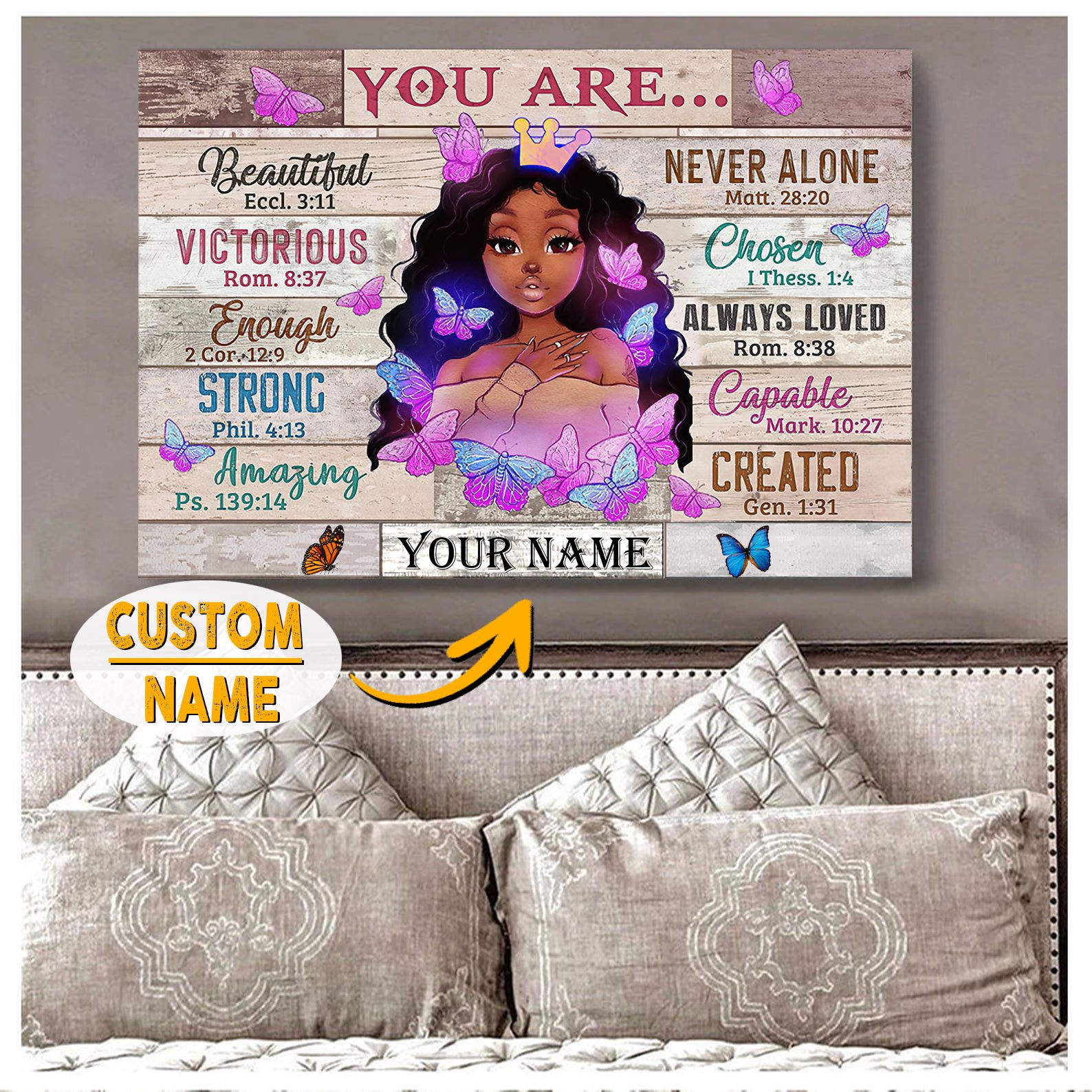 Black Girl You Are Beautiful Black Teenage Poster | Buterrflies Wall Art Poster