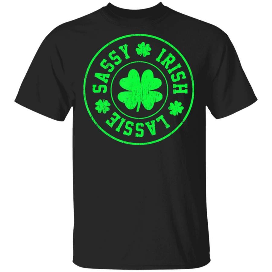 Vintage Sassy Irish Lassie shamrocks St Patrick Day T Shirt Saint Paddys Patricks Tshirt Lucky Shirts Drink Green Beer Irish Gifts Funny Tee