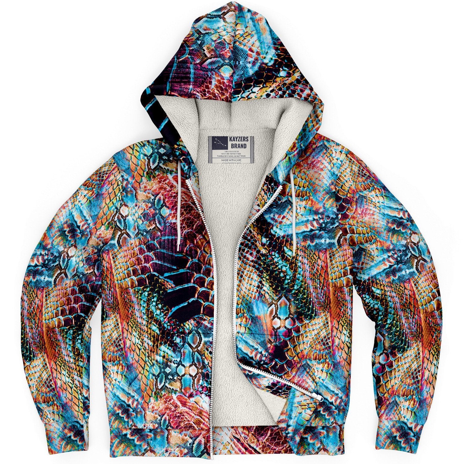 Abstract Art Animal Print Zip Up Fleece Hoodie