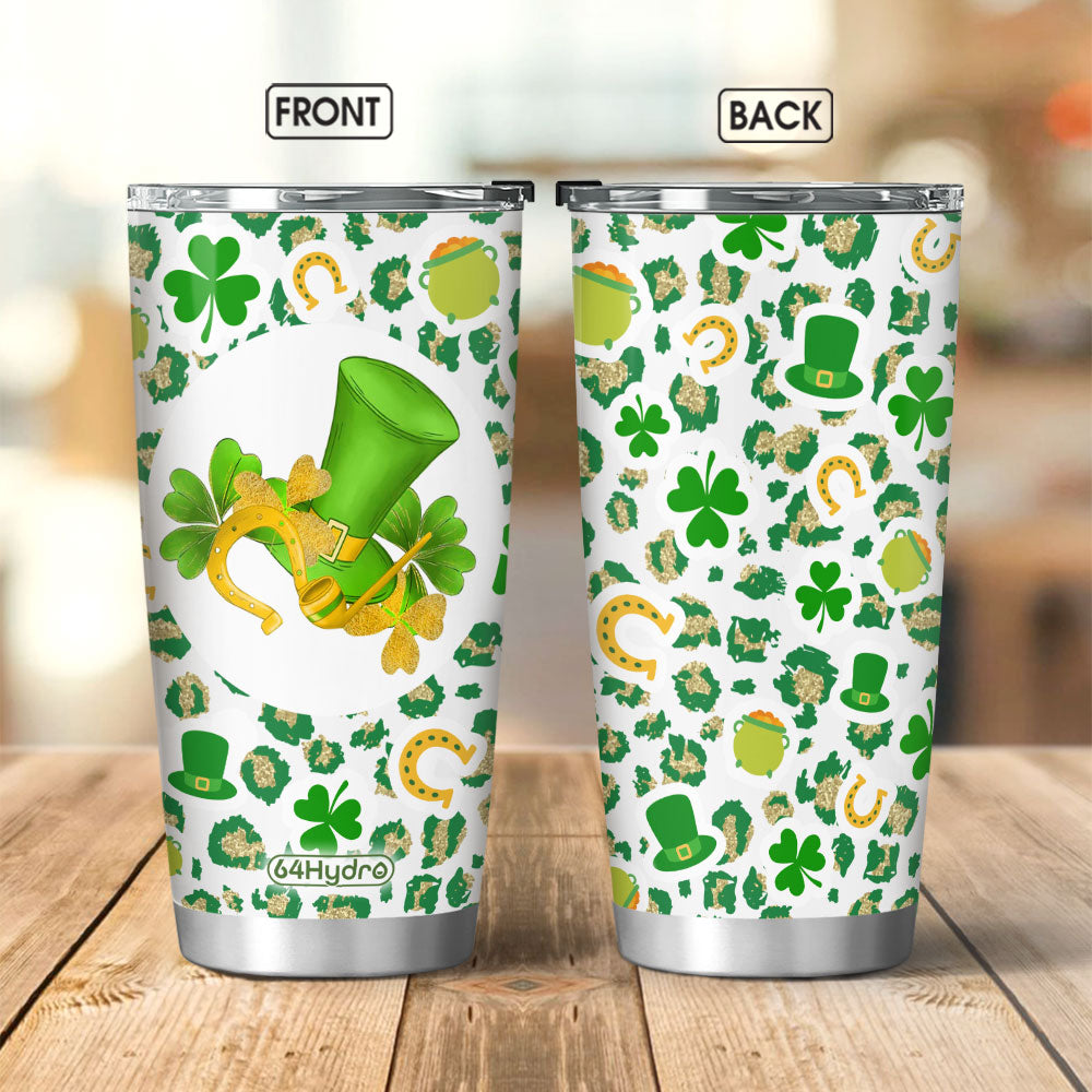 St Patricks Day Gold Glitter Leopard Clover Pattern Anlz0903002Y Stainless Steel Tumbler