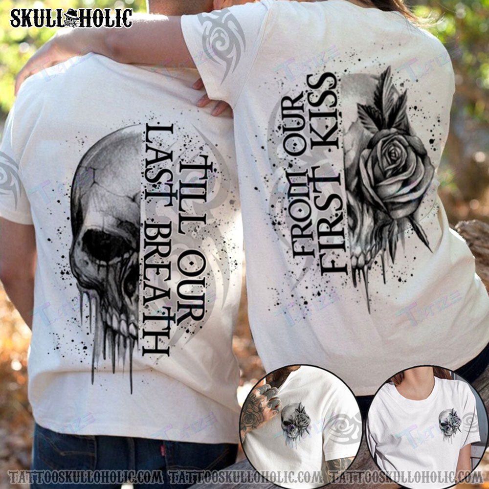 Matching Couple Shirt From Our First Kiss Melt Skull Couple 3D All Over Printed Shirt, Sweatshirt, Hoodie, Bomber Jacket Size S – 5Xl