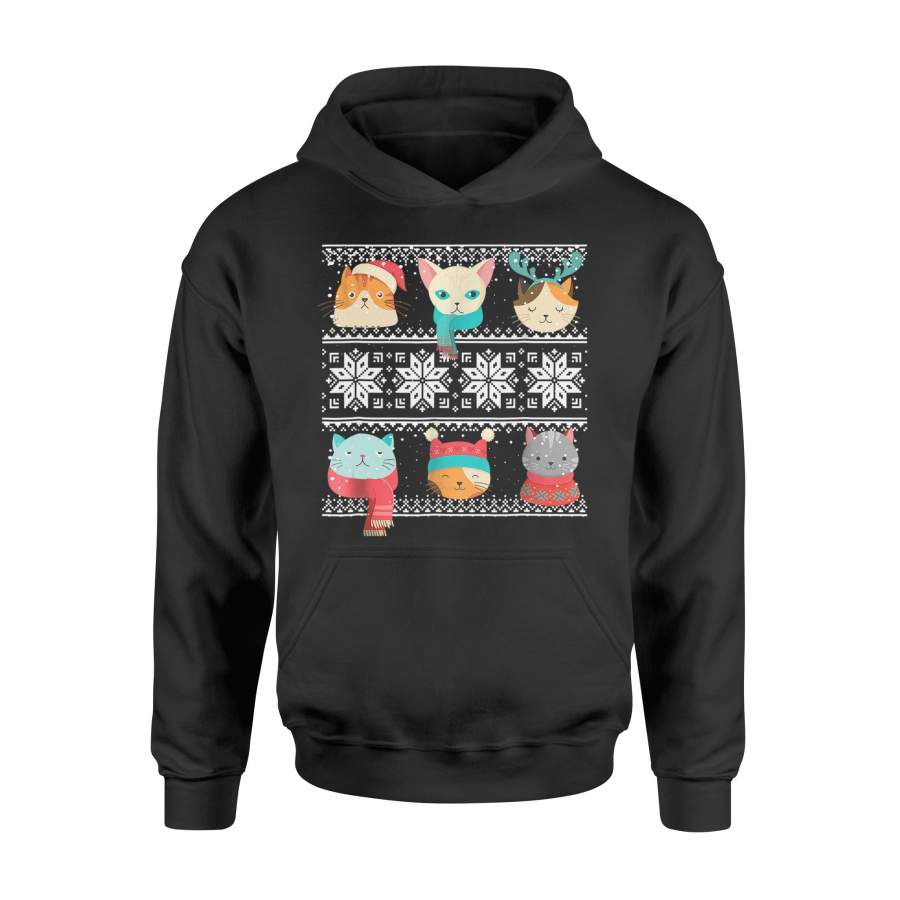 Cute Cat Meow Face Ugly Sweater Christmas Kitten Gift Tee – Standard Hoodie