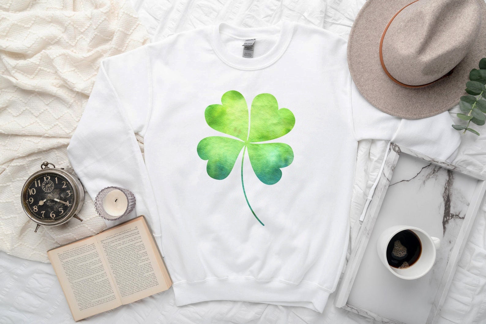 Watercolor Shamrock Sweatshirt – St. Patricks day sweatshirt – Women’s Saint Paddy’s day outfit – Cute Saint Paddy’s day wear – Shamrock Top