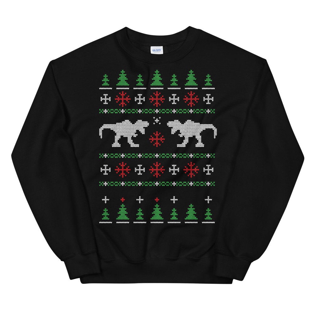 Ugly Christmas Sweater Dinosaur Graphic Unisex T Shirt, Sweatshirt, Hoodie Size S – 5XL