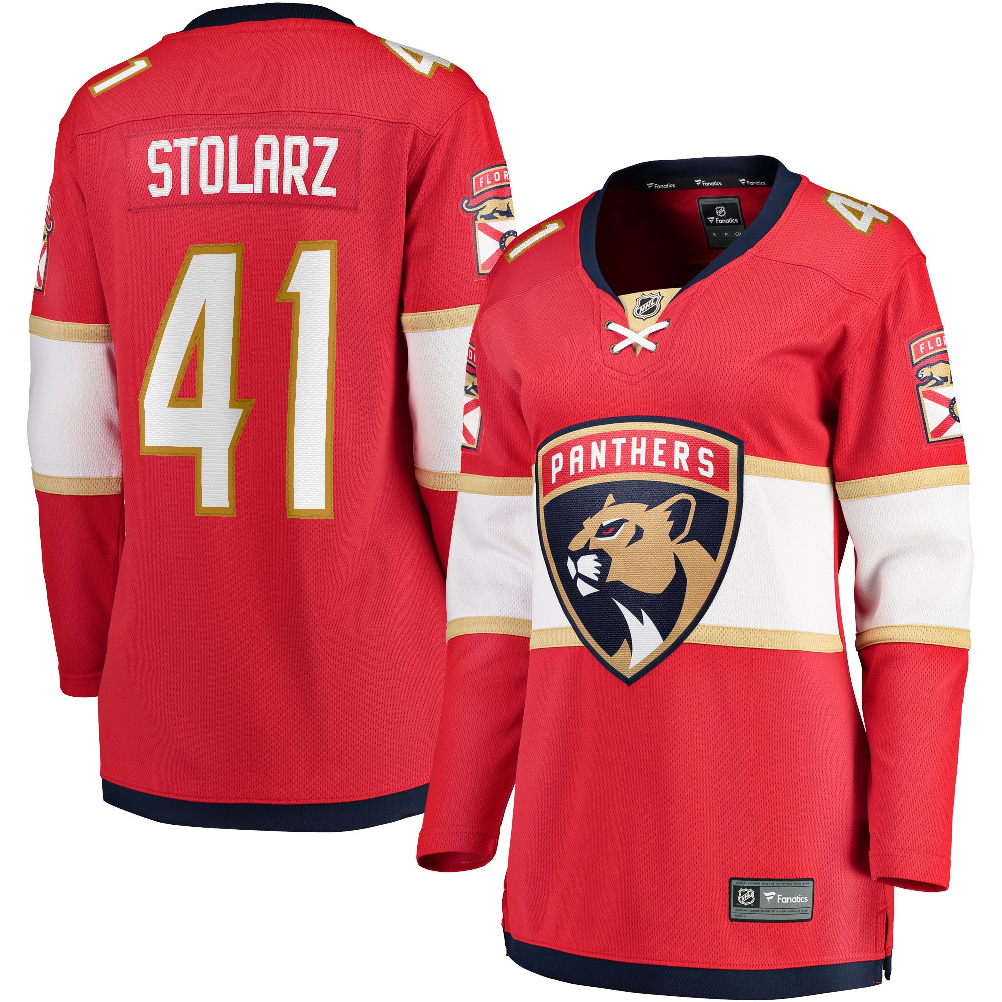 Anthony Stolarz Florida Panthers Branded Women's Home Breakaway Player Jersey – Red