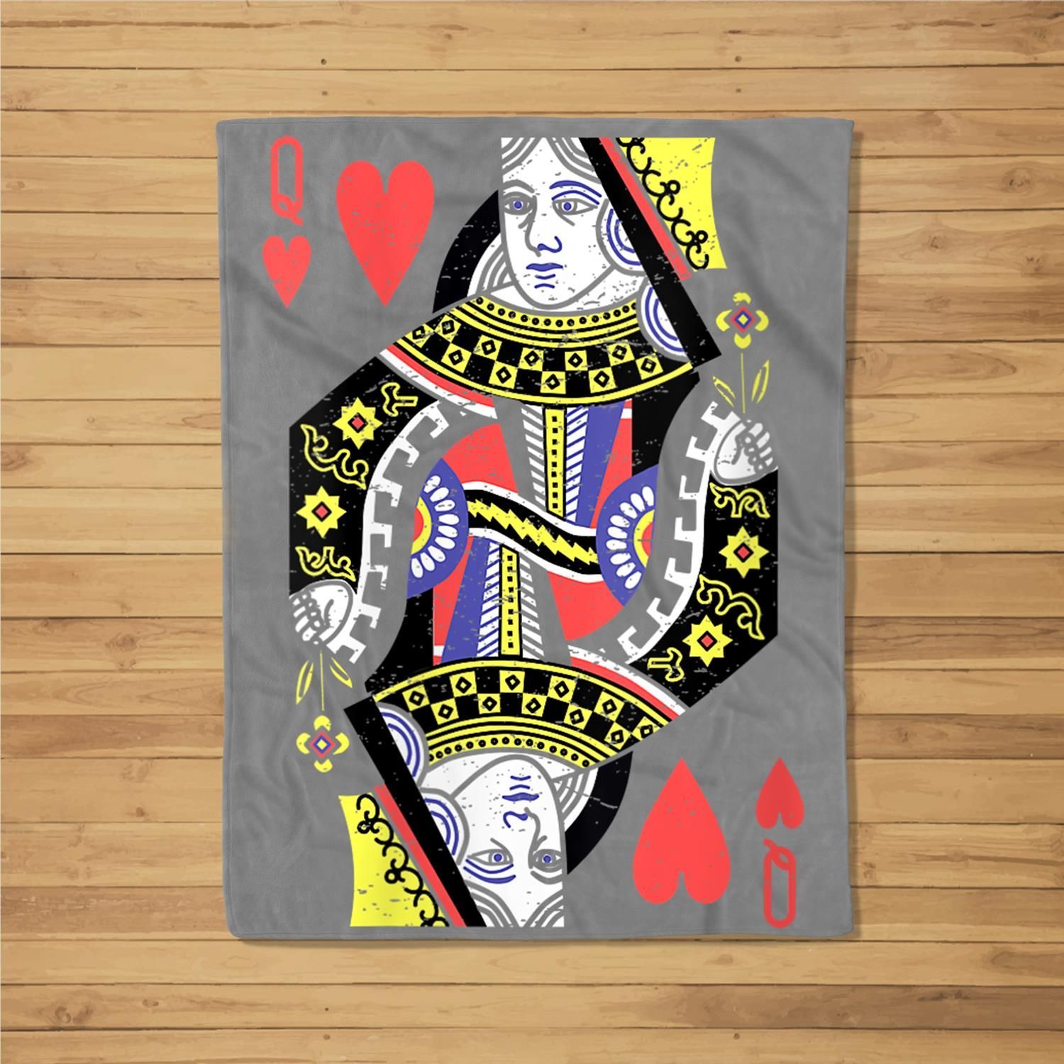 Womens Queen of Hearts Playing Card Halloween Costume Valentine’s Fleece Blanket