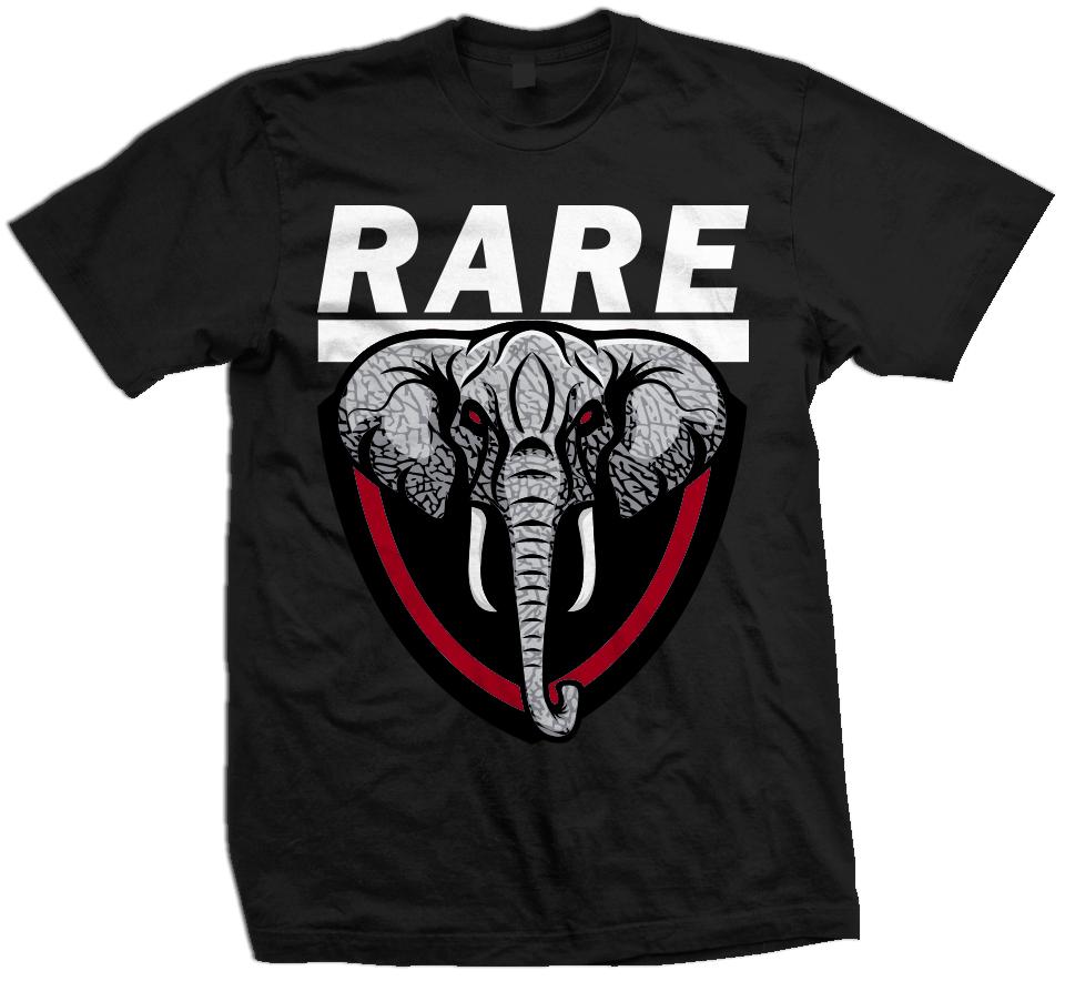 Rare Elephant – Red on Black T-Shirt