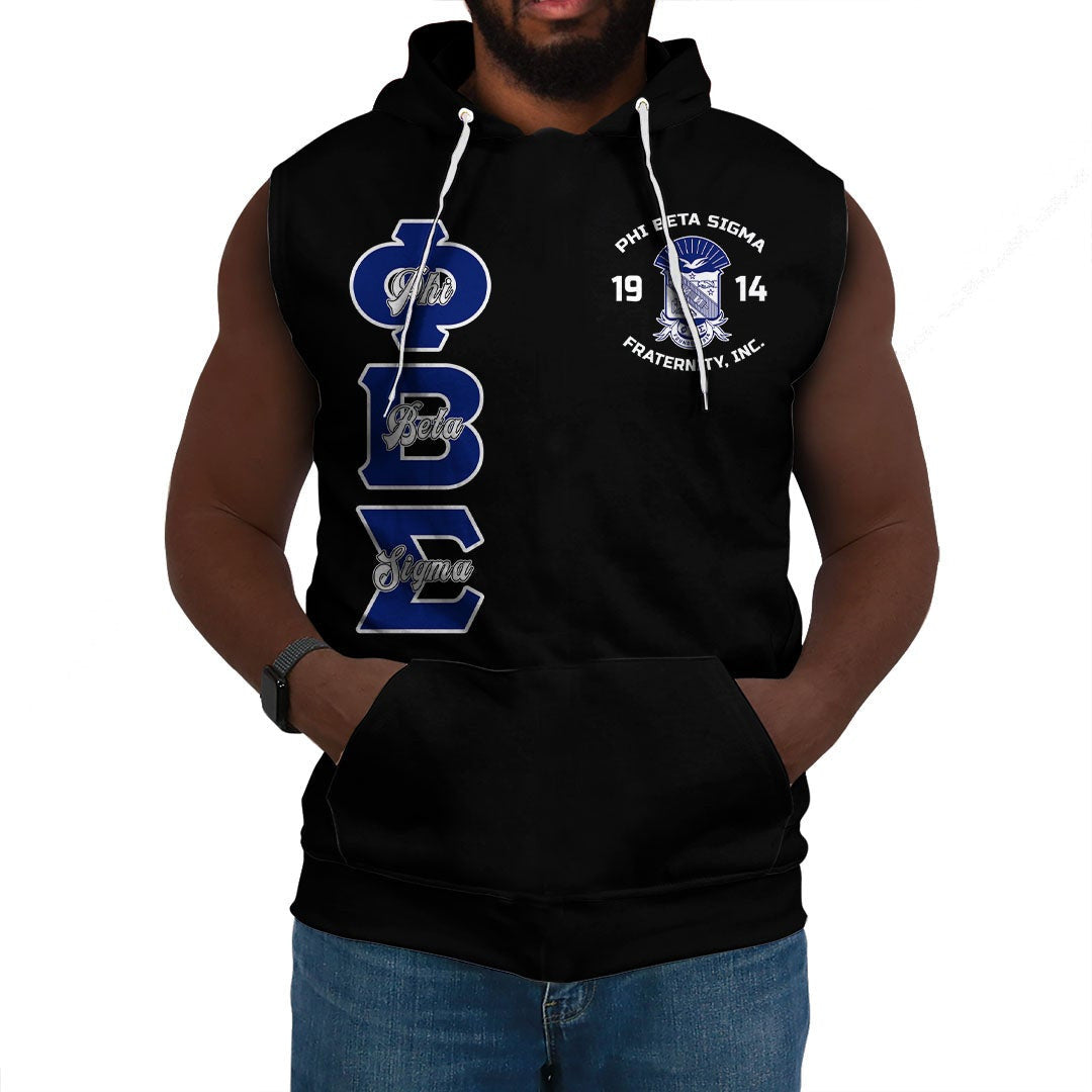 Fraternity Hoodie – Personalized Phi Beta Sigma Bleed Blue Sleeveless Hoodie