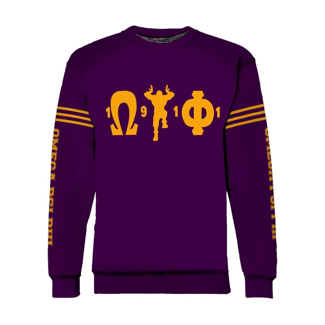 Fraternity Sweatshirt – Omega Psi Phi Que Man Makes Hand Sign Crewneck Sweatshirt