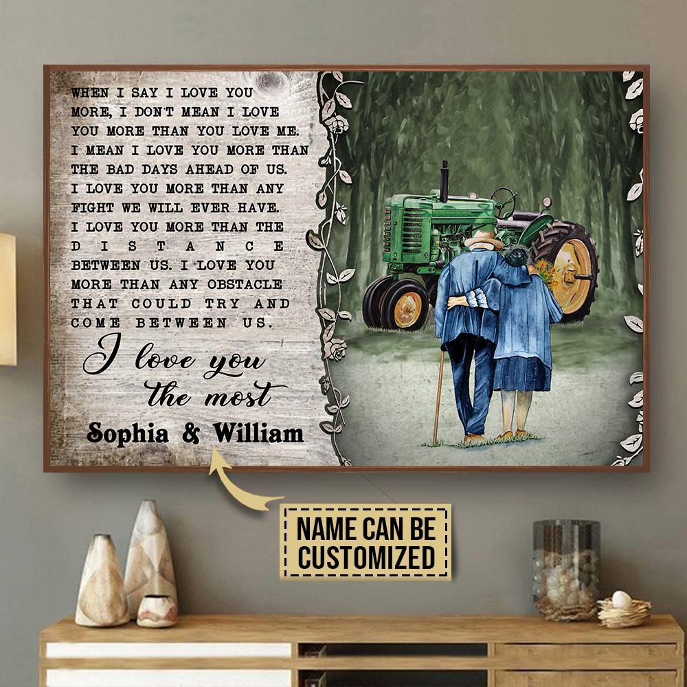 Aeticon Gifts Personalized Tractor Love You The Most Canvas Mom Dad Gift Home Decor