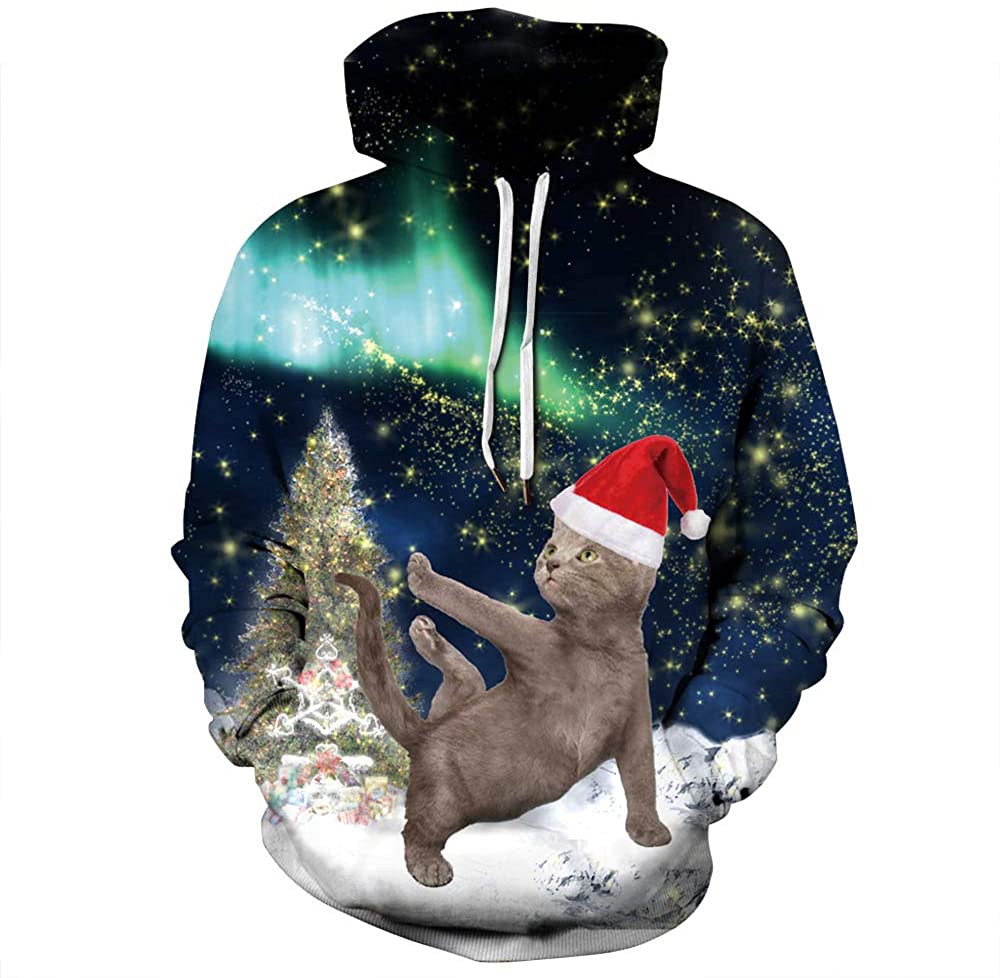 Ugly Christmas Sweater Funny Yoga Cat Pullover