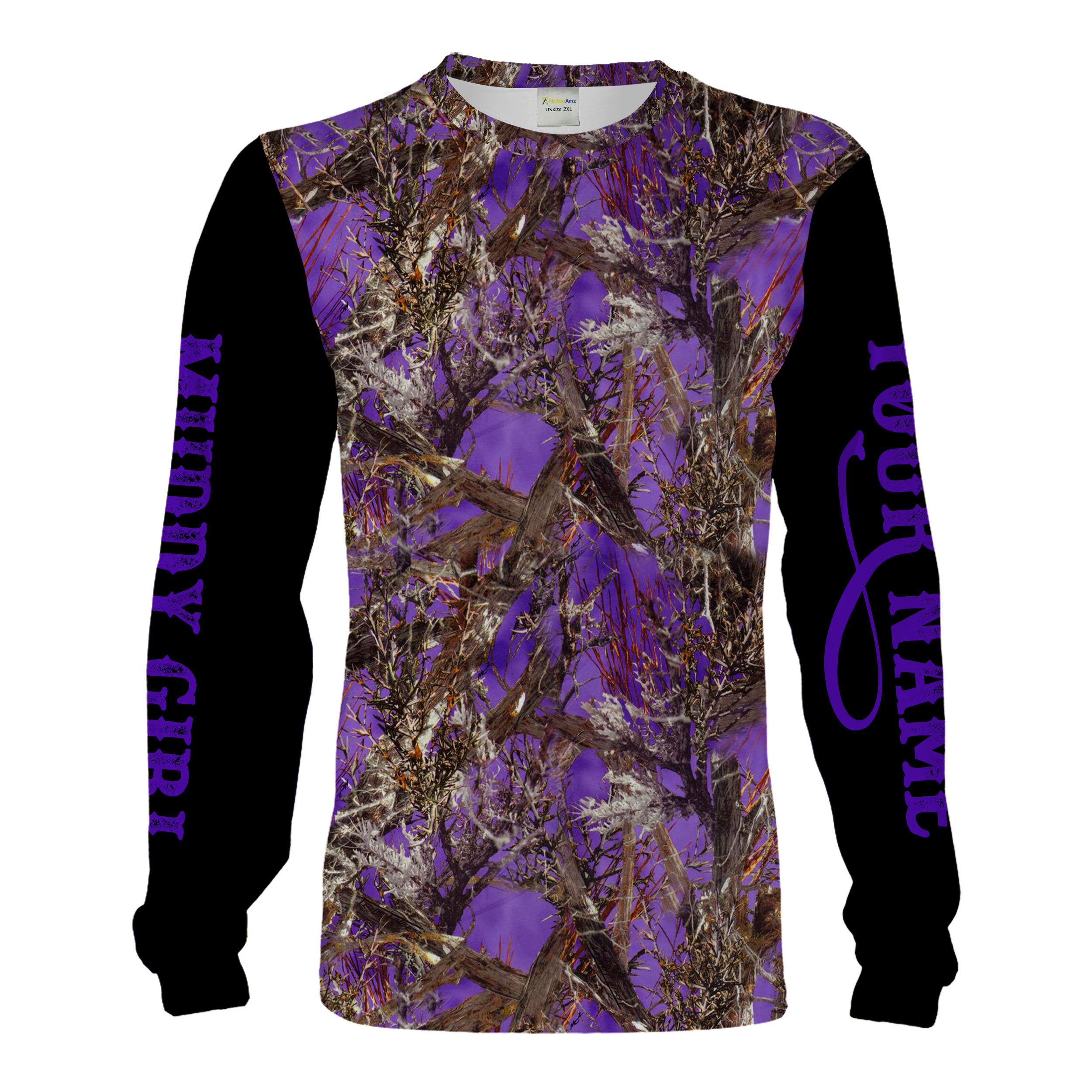 Muddy Girl Purple Camo Custom Name All Over Print Shirts, Hoodie Personalized Gifts For Women Chipteeamz FSD1885