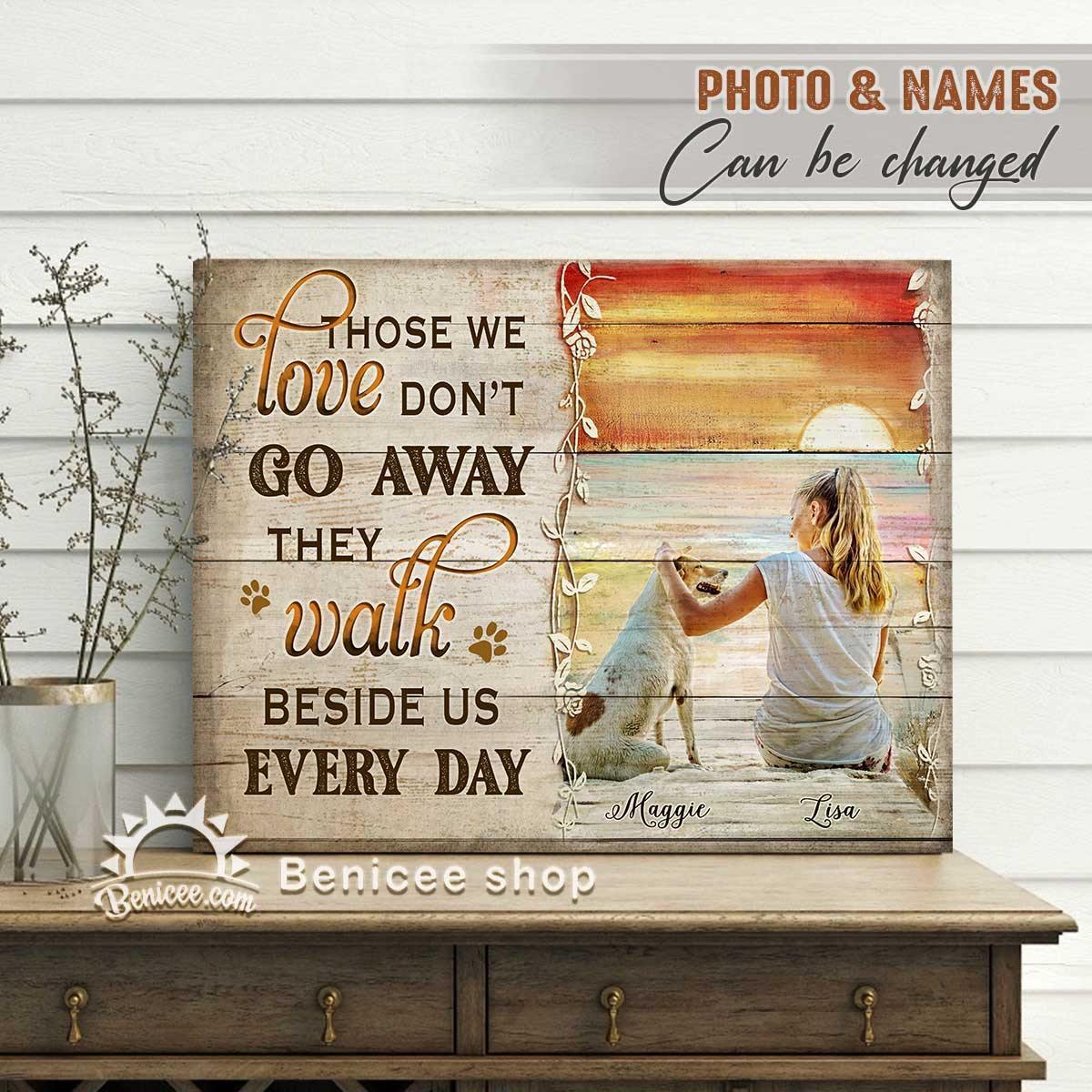 Benicee Personalized Pet Gift Framed Canvas/Wrapped Canvas Those We Love Walk Beside Us Every Day Top 3 Home Decor