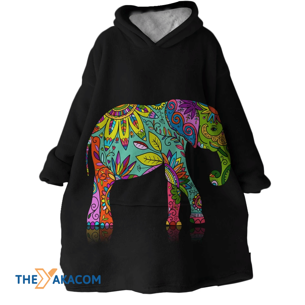 Free Spirit Elephant On Black Background Design Hoodie Blanket