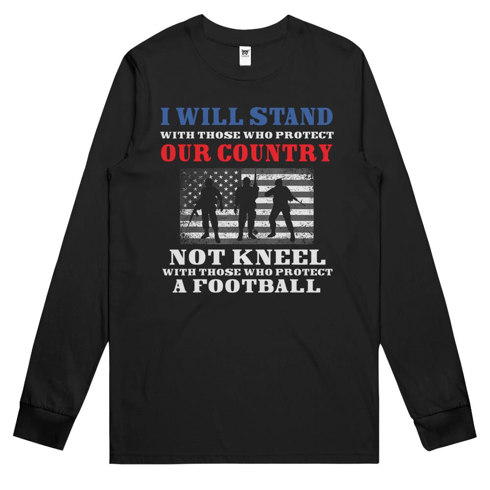 Distressed I Don T Kneel I Stand For The Us Flag Long Sleeve T Shirts