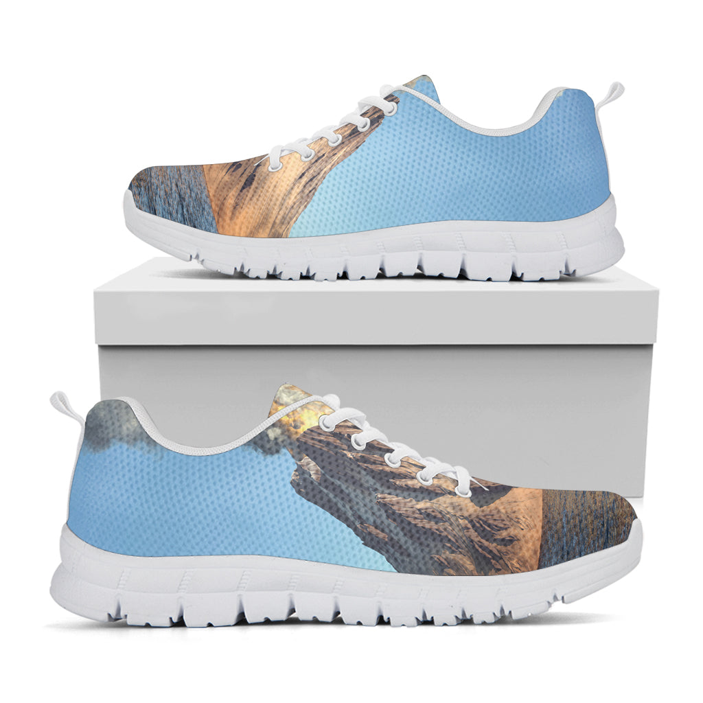 Volcanic Mountain Print White Sneakers