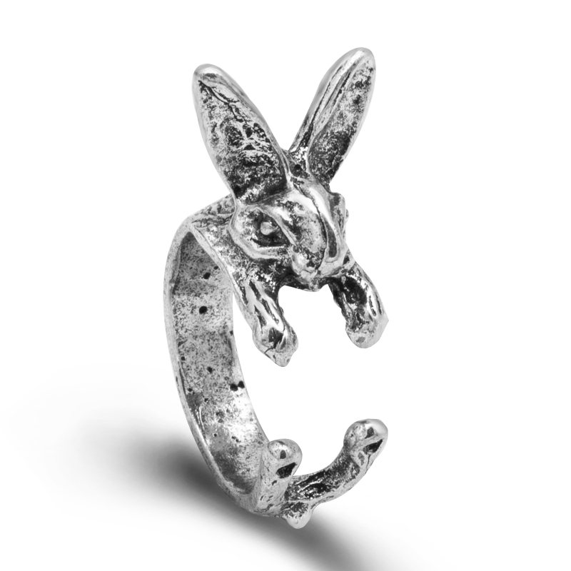 Adjustable Vintage Hippie Chic Handmade Rabbit Bunny Animal Knuckles Rings for Women Girls Charm Gift Fashion Jewelry alx