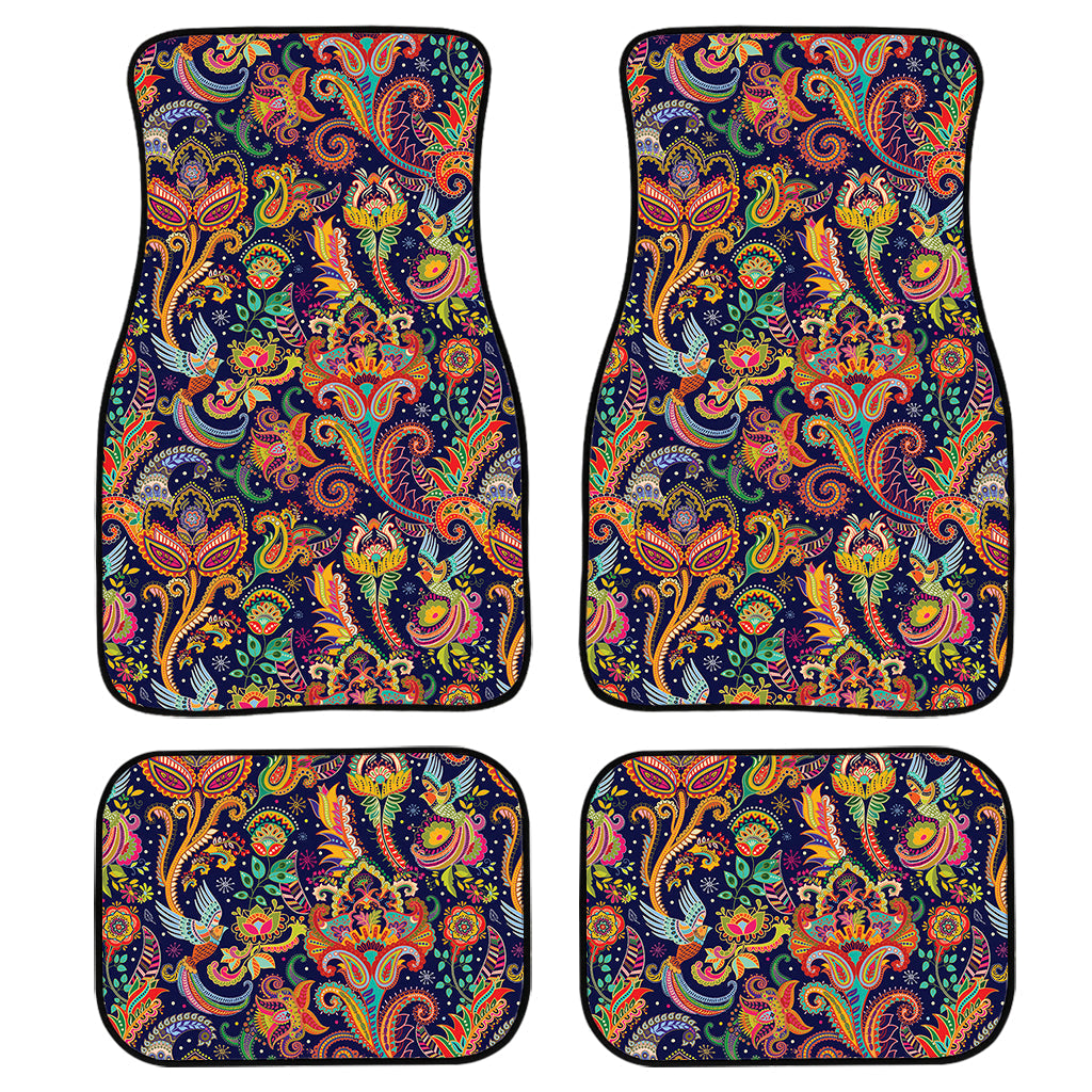 Colorful Indian Paisley Pattern Print Front And Back Car Floor Mats, Front Car Mat