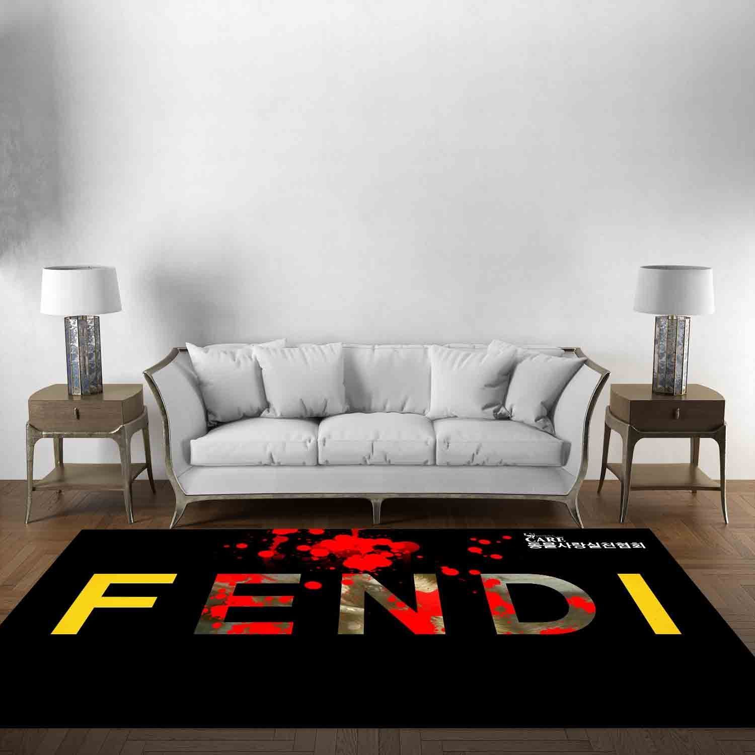 Fendi Insprired Rug, Hypebeast Living Room Bedroom Carpet, Fashion Brand Floor Mat Home Decor