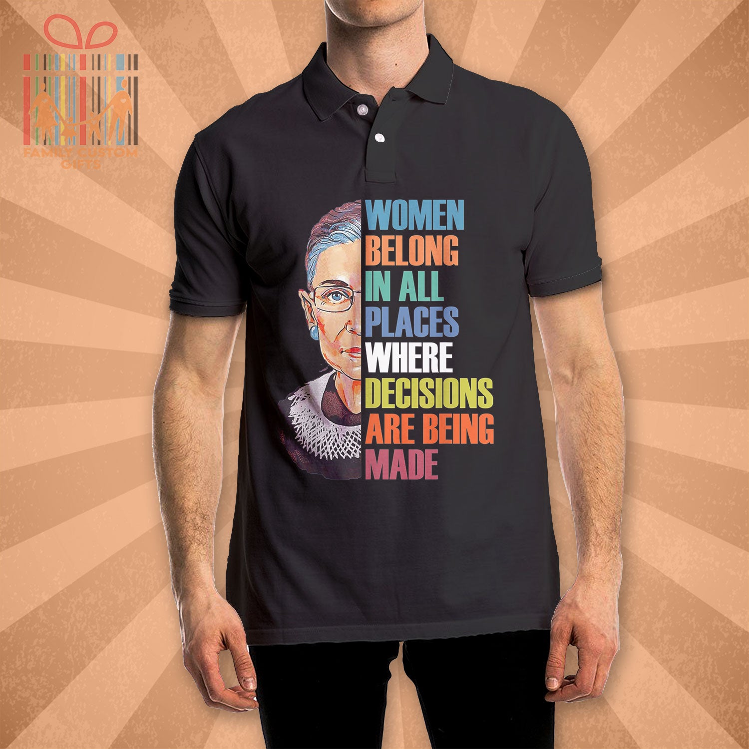 Custom Polo Shirts Women Belong In All Places Ruth Bader Ginsburg Rbg Polo Shirts For Women
