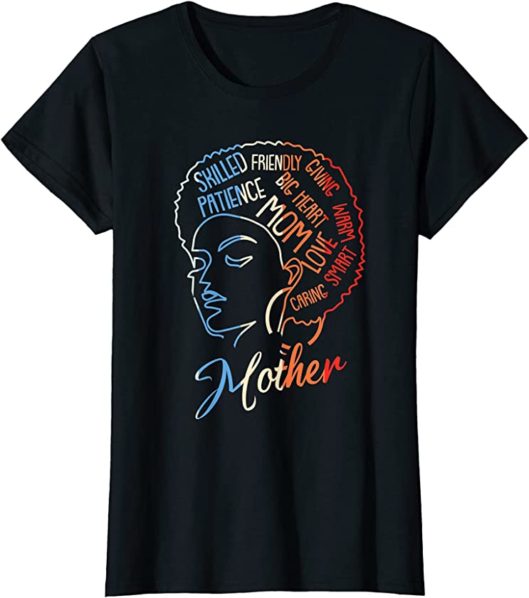 Womens Black Mother Afro Natural Hair Melanin Pride Mom Mommy Mama T-Shirt