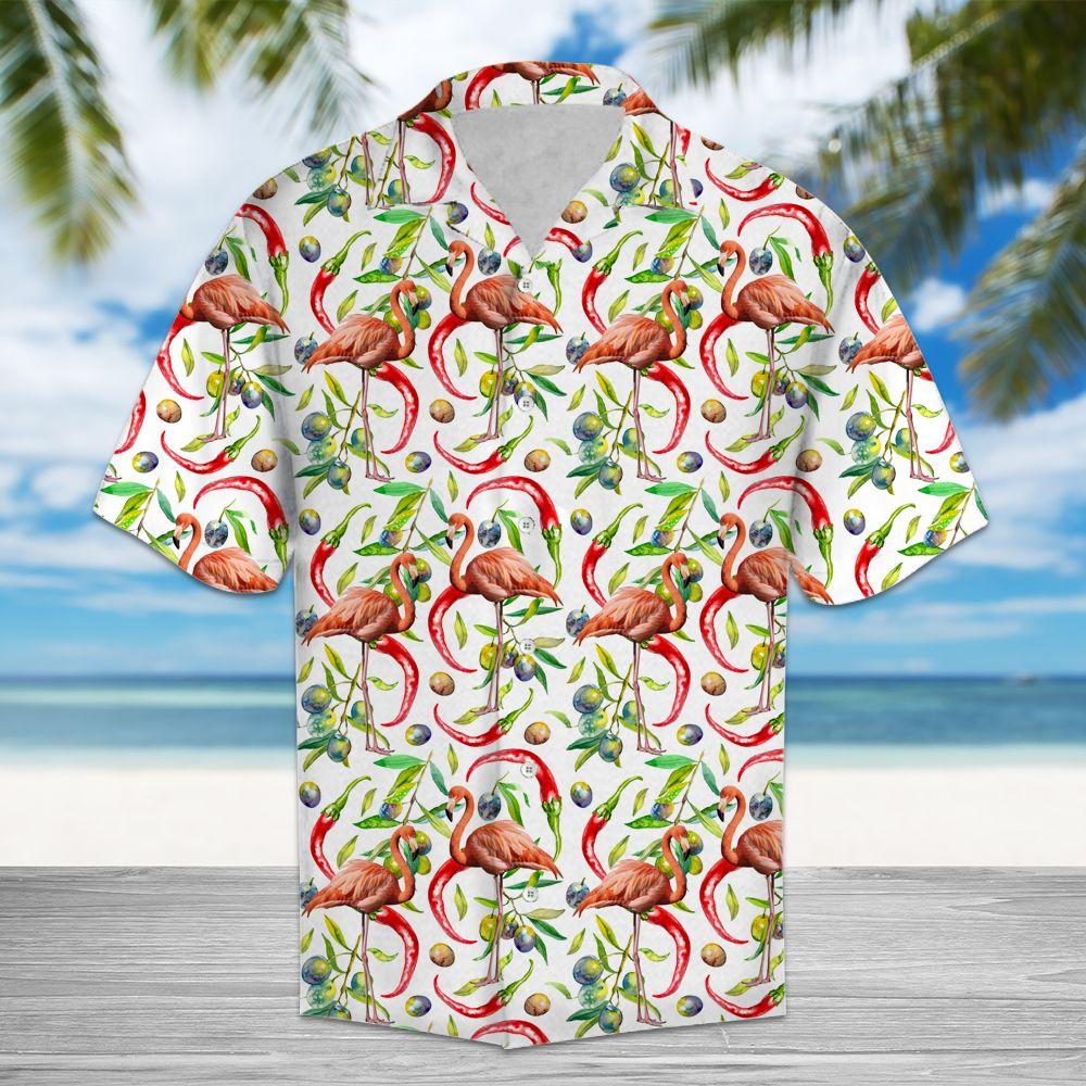 Aloha Shirt Mother’s day Father’s day unique gift ideas for mom & dad from daughter & son kids, meaningful birthday presents –  Chili Peppers And Flamingo H217002 – Hawaiian Shirt