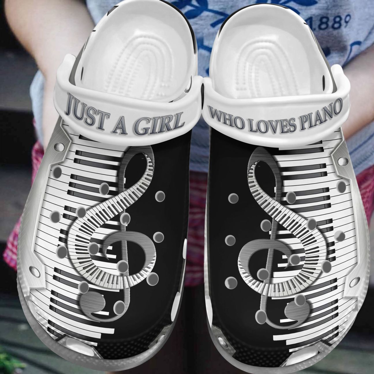 Piano Personalized Clog, Custom Name, Text, Color, Number Fashion Style For Women, Men, Kid, Print 3D Just A Girl Who Loves Piano