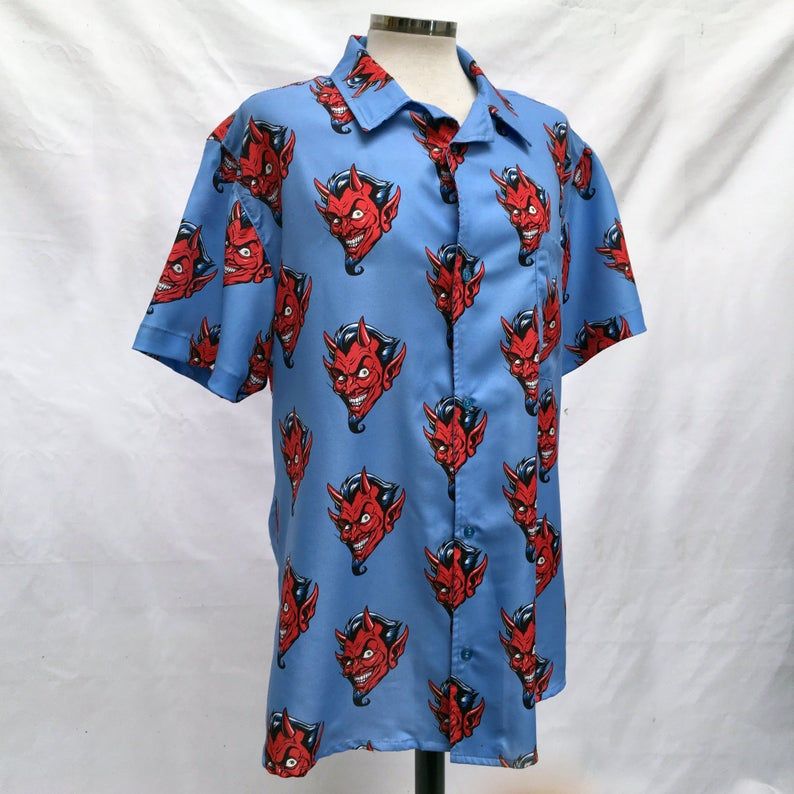 Harajuku Blue Red Unique Design Hawaii Shirt Ha107401