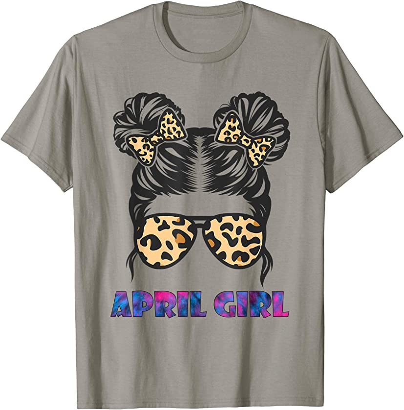 April Girl Happy Birthday Leopard Print Tie Dye Girl Women T-Shirt