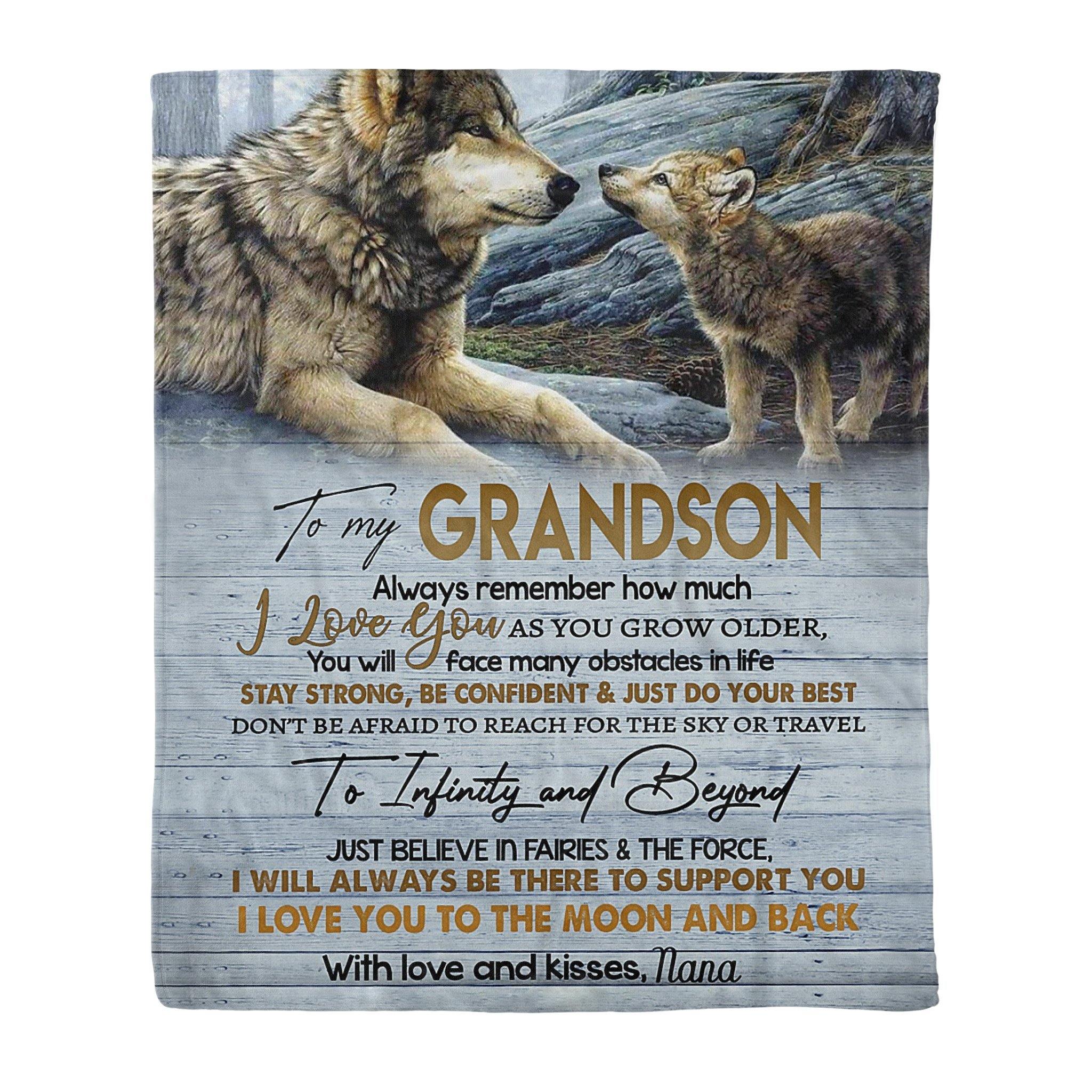 To My Grandson Wolf – Gift For Grandpa  For Family Unique Gifts Ideas For Home Decor  – Fleece Blanket Sherpa Blanket