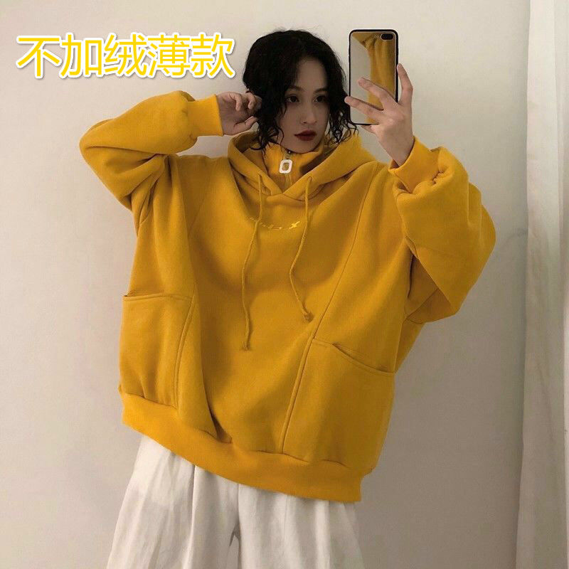 With Hat Hoodies Women Loose Zipper Turtleneck Harajuku Winter Hooded Sweatshirts Female Thicken Casual BF Korean-style Ulzzang alx