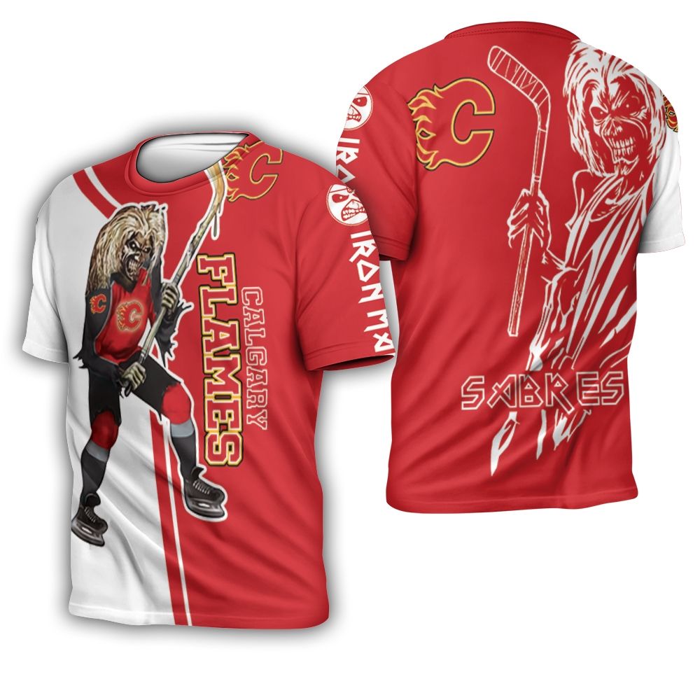 Calgary Flames And Zombie For Fan 3D T-Shirt