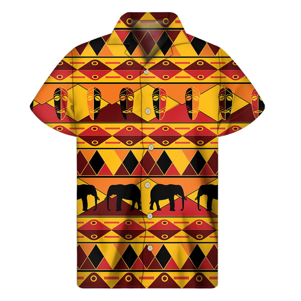 Sunset African Tribal Pattern Print Men’S Short Sleeve Shirt