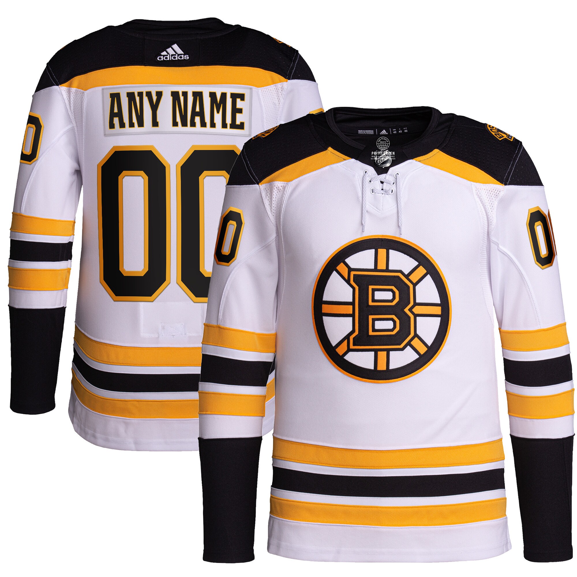 Men's Boston Bruins adidas White Away Primegreen Authentic Pro Custom Jersey