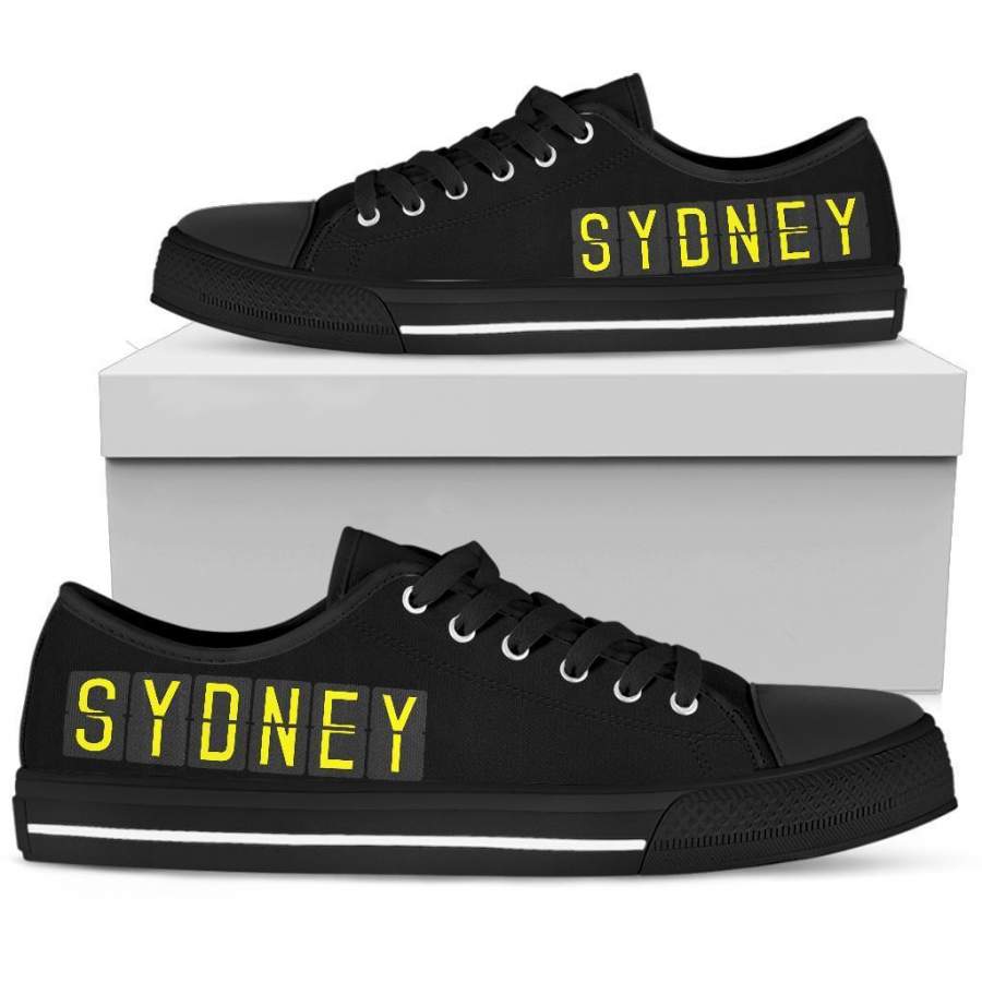 Airport Destinations SYDNEY (Black) – Low Top Canvas Shoes