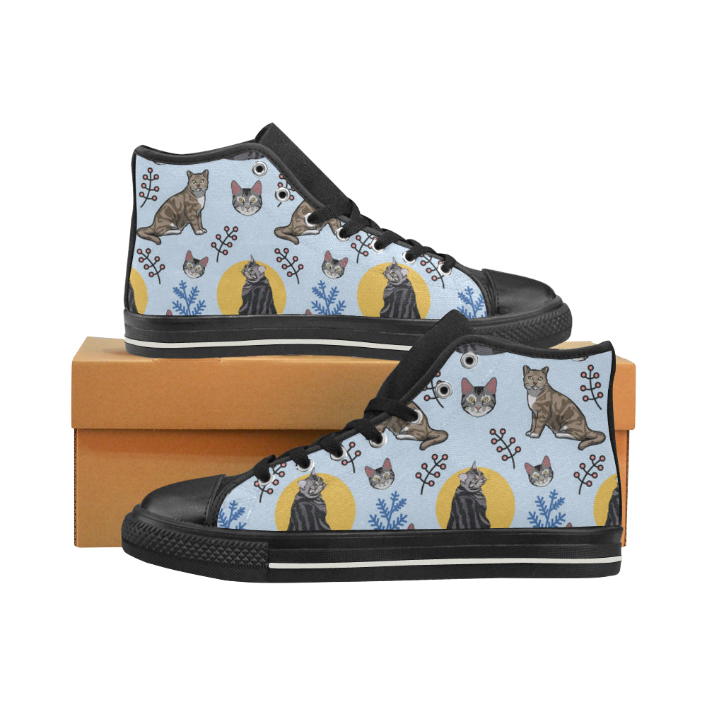 American Shorthair Black High Top Canvas Women’s Shoes/Large Size