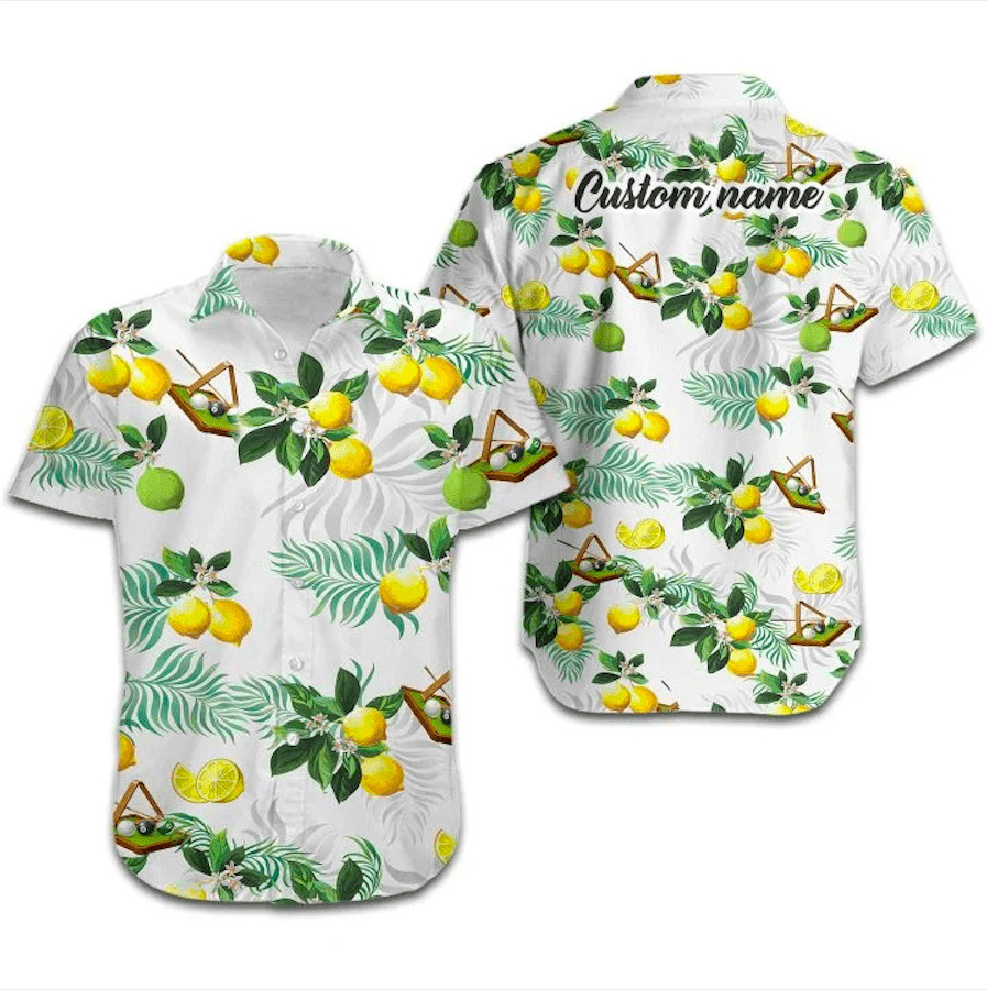 Find Custom Name Billiard Lemon Tropical White Hawaii Aloha Shirts Ha79474