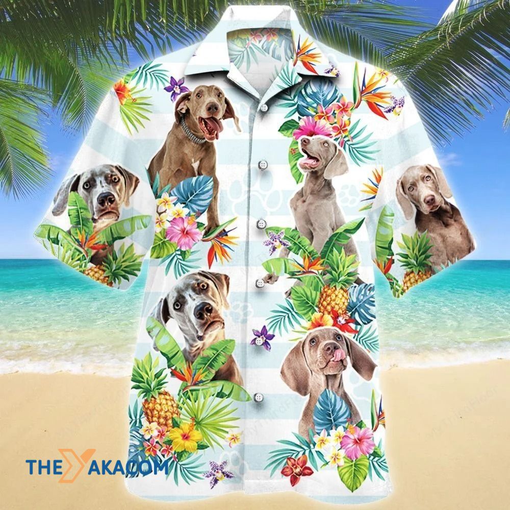 Weimaraner Dog Tropical Flower Hawaiian Shirt Ha17673