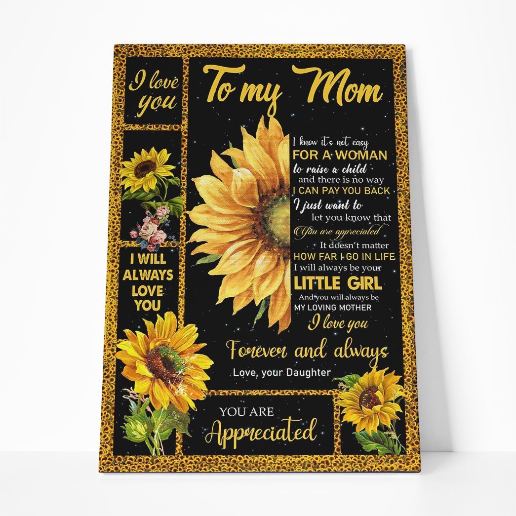 Gearhumans 3D To My Mom Sunflower Canvas