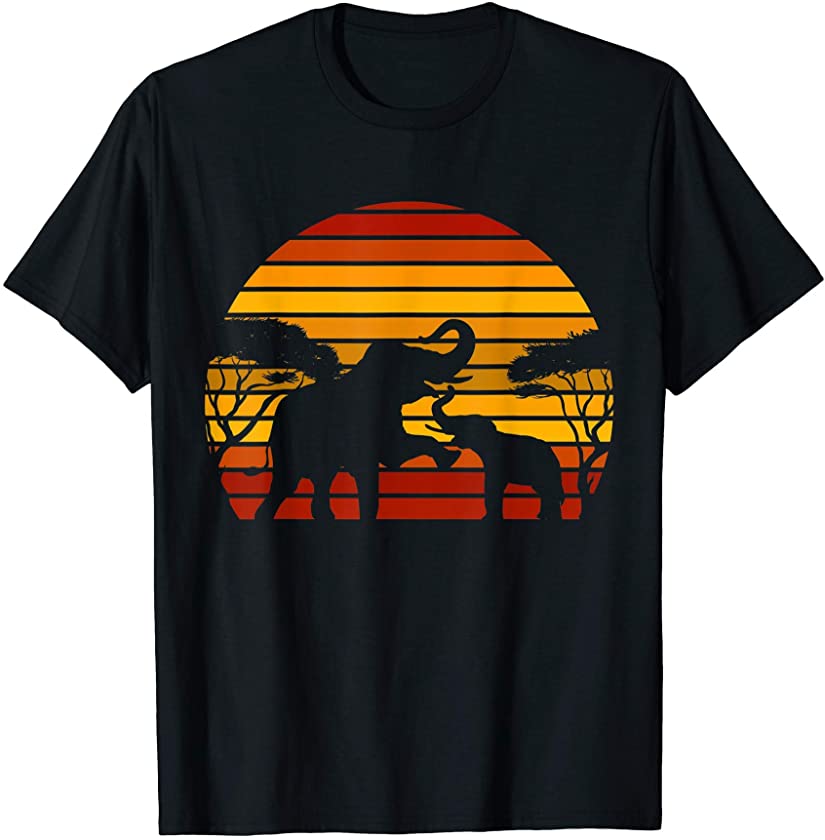 Retro Africa Animal Zoo Keeper Gift Safari Sunset Elephant T-Shirt