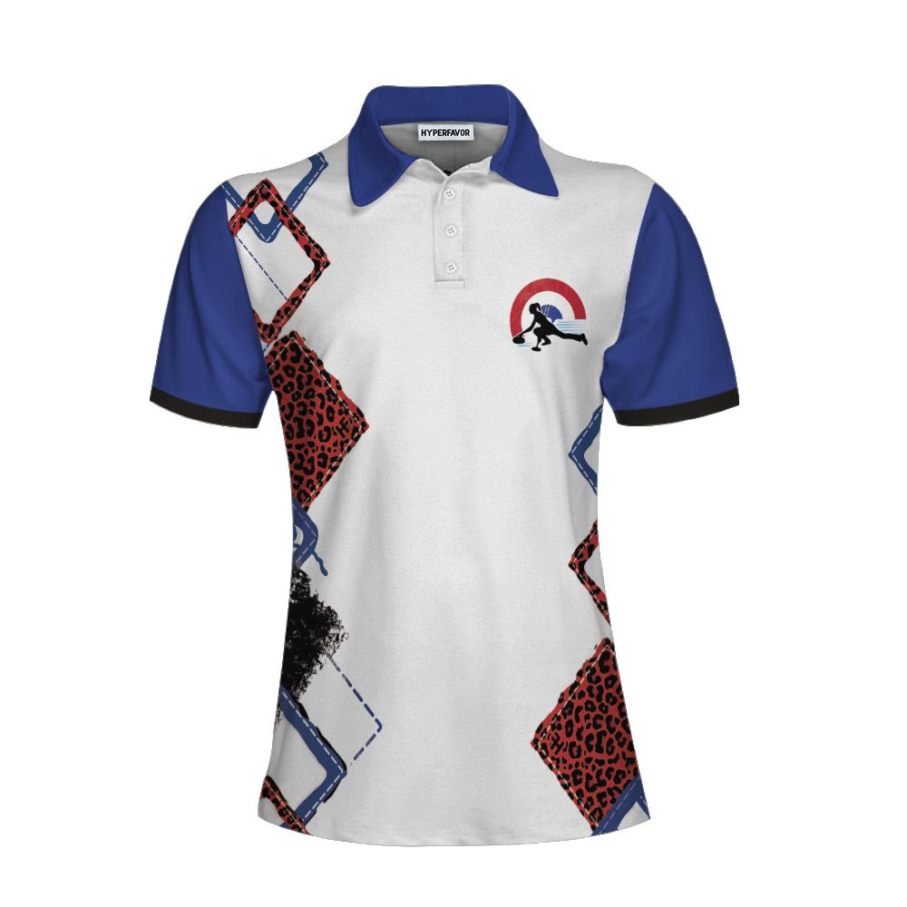 Weekend Forecast Curling With No Chance Of House Clean Or Cooking Short Sleeve Women Polo Shirt, Red Leopard Shirt