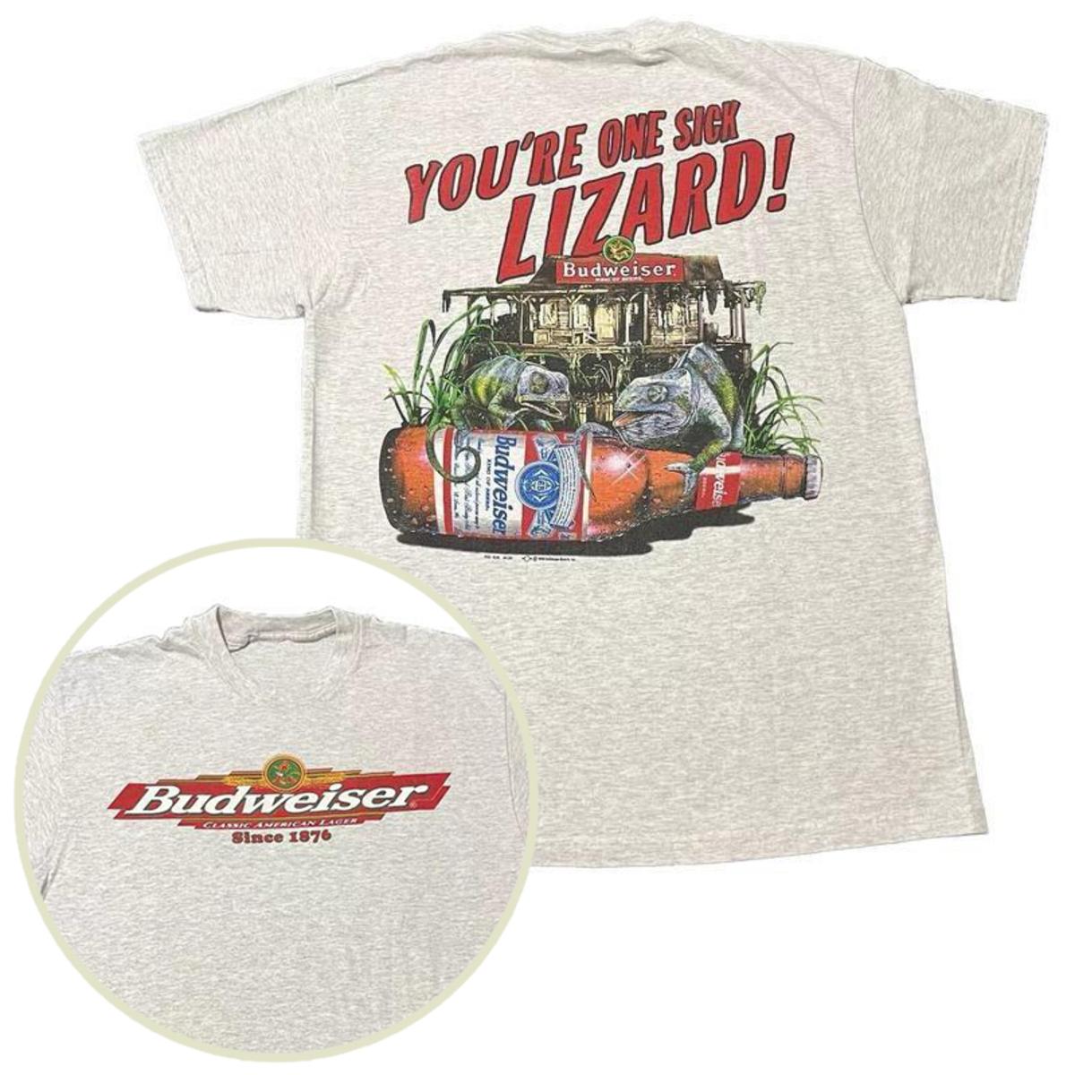 90s Budweiser Tee Featuring Lizards, Bullfrogs & Cowboy Vibes A Vintage Classic For Fans – Unisex Menswear Top