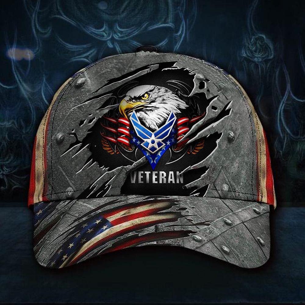 Air Force Veteran Hat 3D Patriotic Eagle American Flag Cap Vintage Usaf Veteran Hat Gift