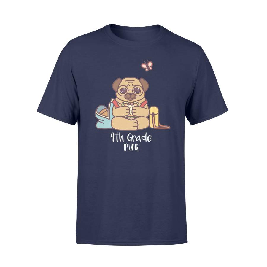 4th Grade Pug Dog Fourth Grader Student School Cute T Shirt